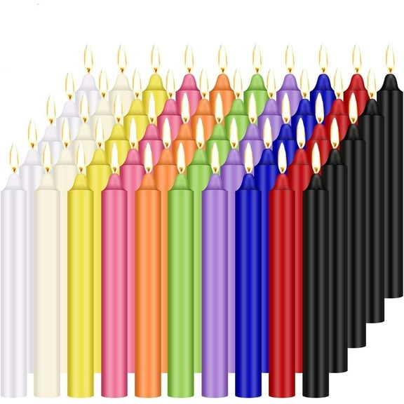 MetalM - 100 Pack Assorted Color Spell Chime Candles, 4 Inch Mini Taper Candles for for Home Decor Kitchen Decor Wedding Decoration-10 Colours