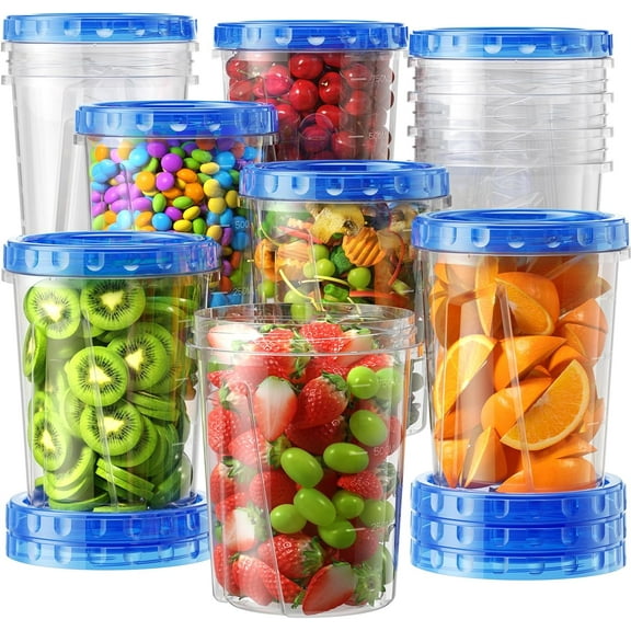 12 Pack-34oz Freezer Storage Containers, Plastic Food Storage Containers with Twist Top Lids, BPA Free and Reusable Soup Containers with Lid, Microwave and Dishwasher Safe