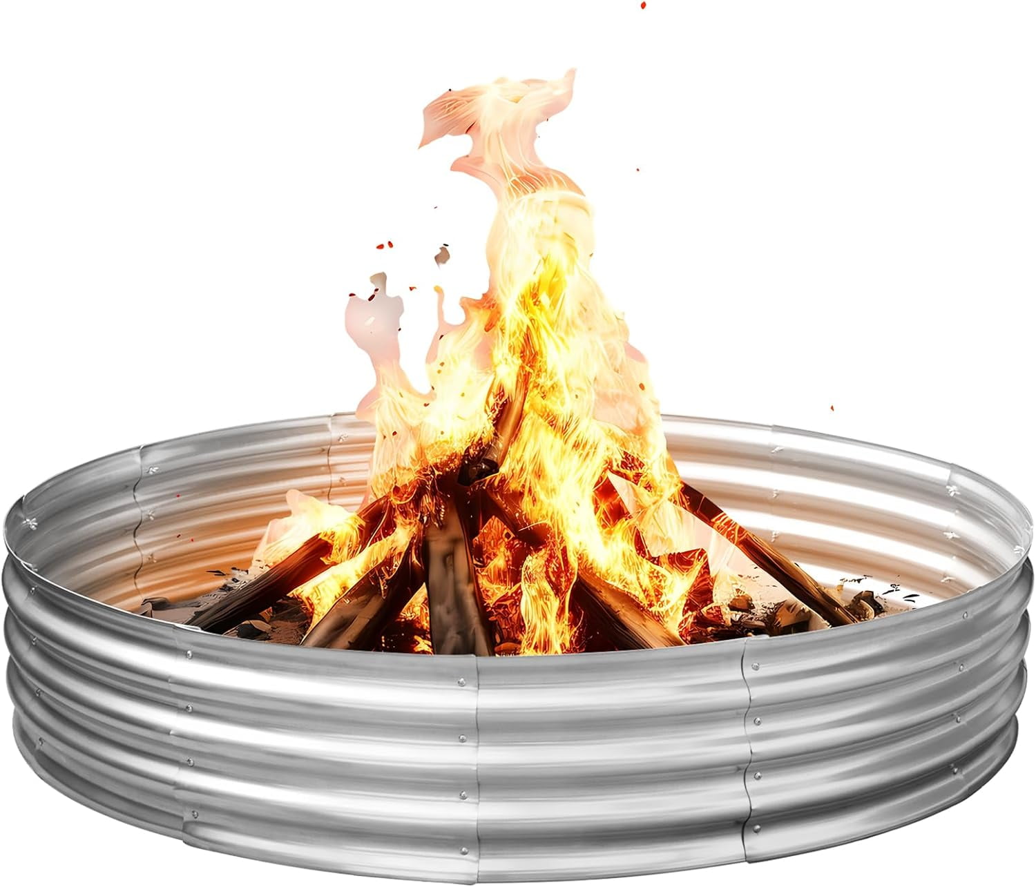 MetalM - 60 Inch Large Galvanized Steel Metal Fire Pit Ring - 5FT Heavy Duty Fire Rings for Outside Wood Burning - 12" Tall Portable Bonfire Firepit for Backyard, Patio, Camping