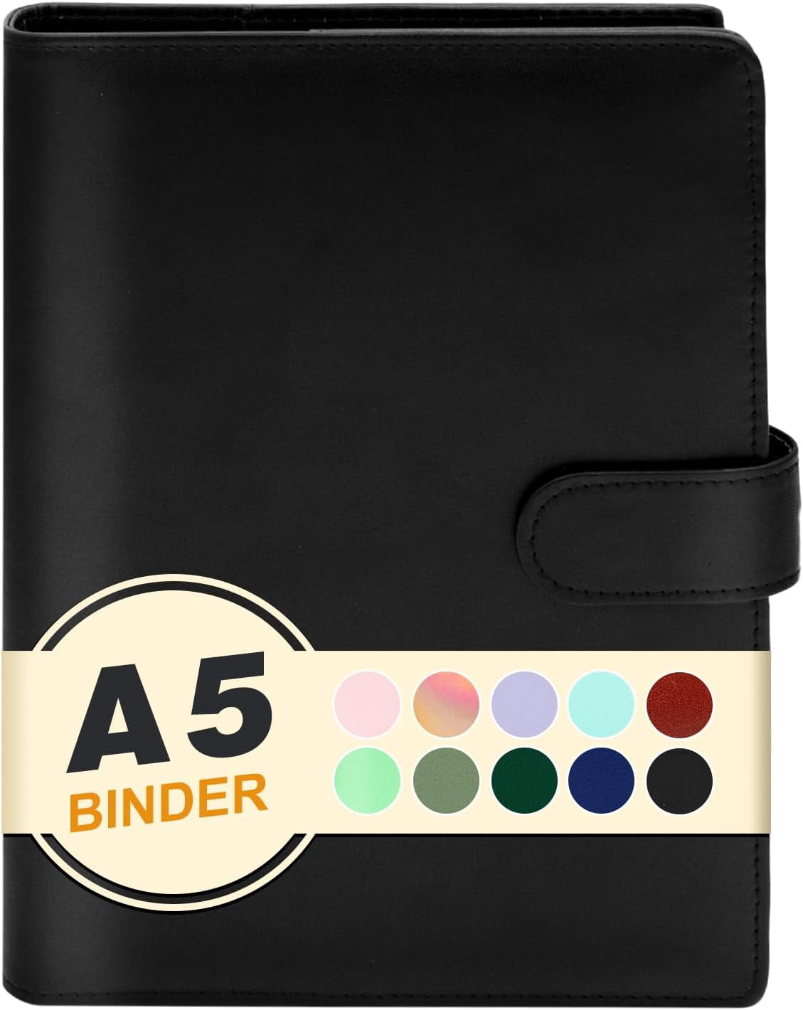 MetalM - A5 Binder 6 Ring,Mini Photocard Binder for A5 Filler Paper, Loose Leaf Personal Planner with Magnetic Buckle Closure(Black)
