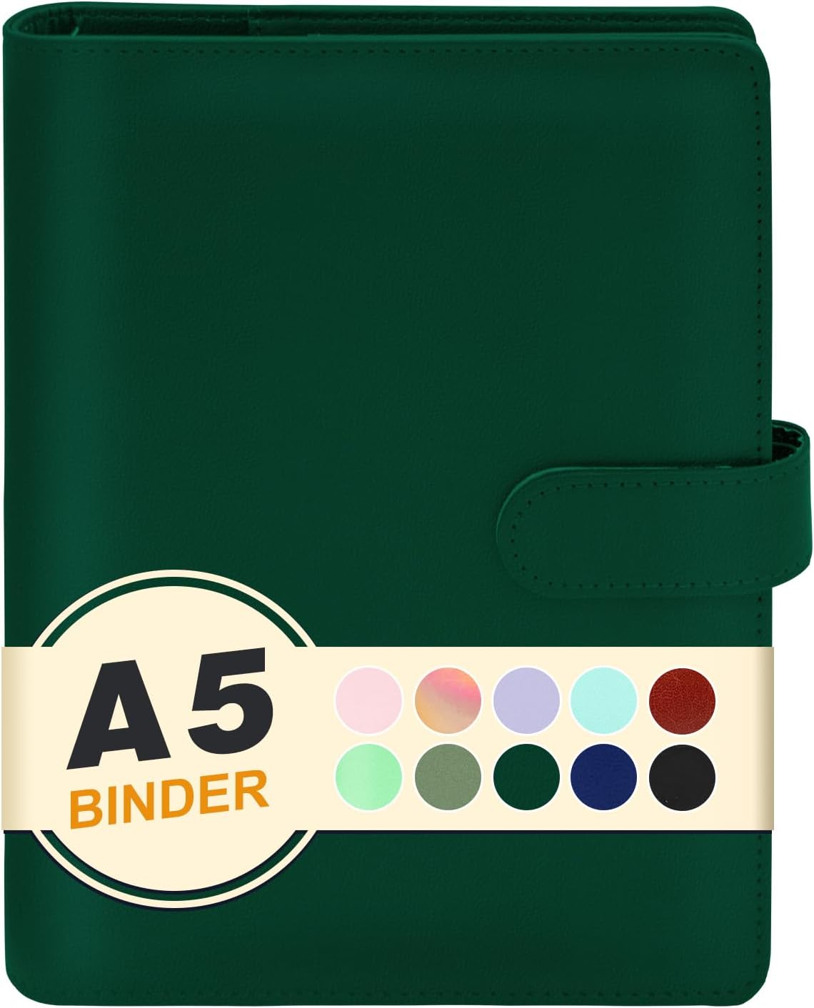 MetalM - A5 Binder 6 Ring,Mini Photocard Binder for A5 Filler Paper, Loose Leaf Personal Planner with Magnetic Buckle Closure(Olive Green)