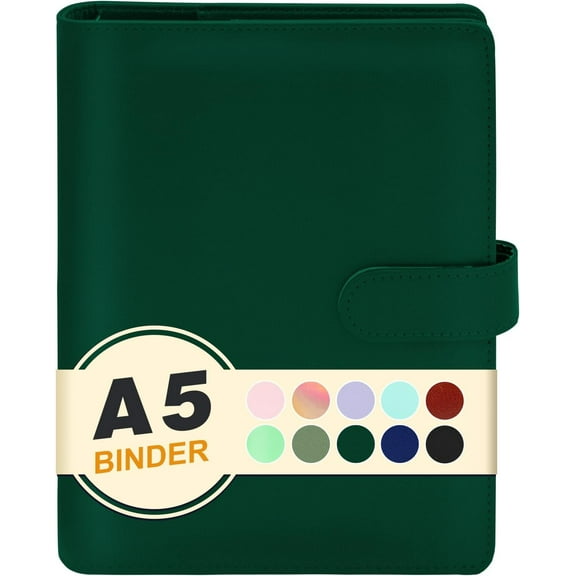 MetalM - A5 Binder 6 Ring,Mini Photocard Binder for A5 Filler Paper, Loose Leaf Personal Planner with Magnetic Buckle Closure(Olive Green)