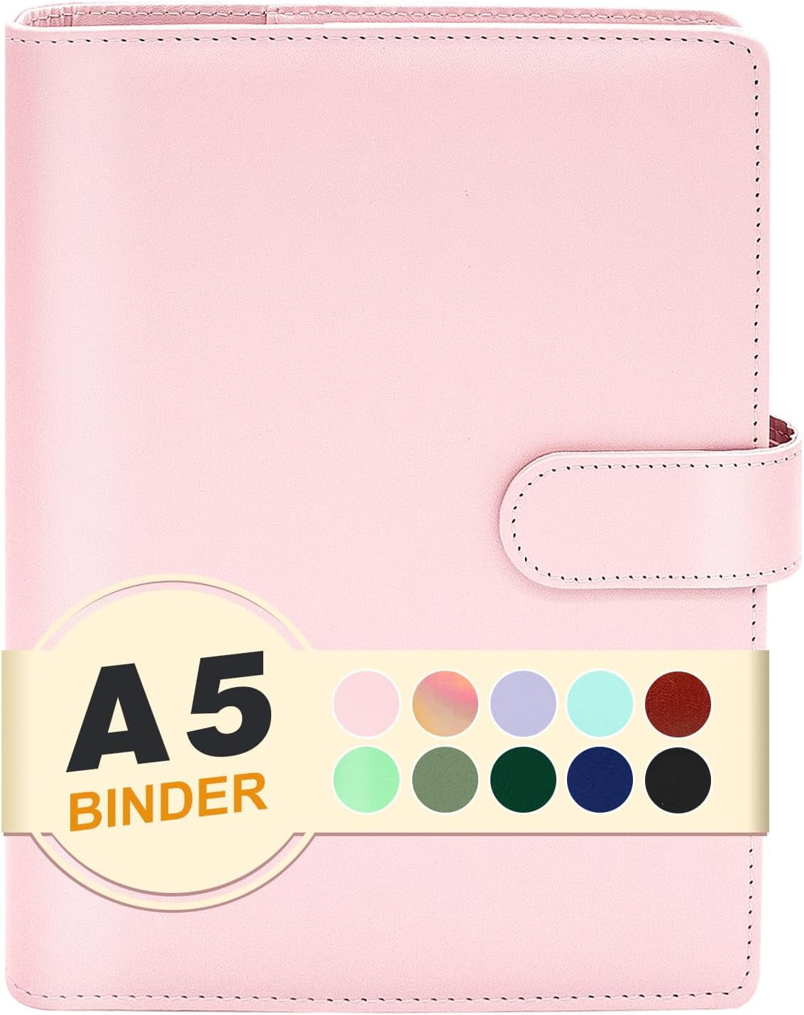 MetalM - A5 Binder 6 Ring,Mini Photocard Binder for A5 Filler Paper, Loose Leaf Personal Planner with Magnetic Buckle Closure(Pink)
