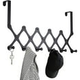 thumbnail image 1 of MetalM - Expands Over The Door Hook Rack, Heavy Duty No Drill Hooks for Bathroom, Bedroom, Kitchen, Closet - Over The Door Hanger for Towels, Robes, Bags, Coats(Black), 1 of 6