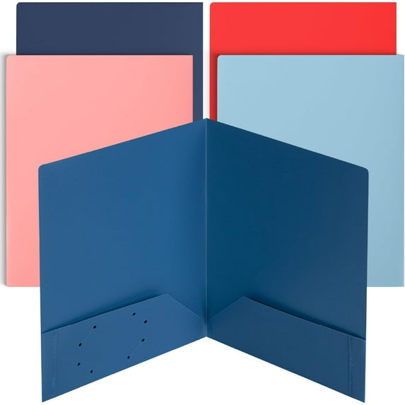 MetalM- Plastic Folders with Pockets, 5 pcs, Coral Waves, 2 Pocket Folders Plastic