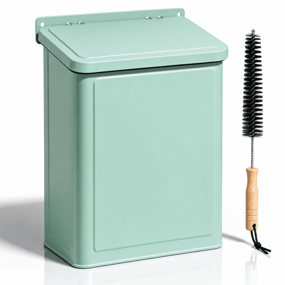 Metalic Lint Bin For Laundry Room Wall Mounted Box Holder With Lid Dryer Light Green