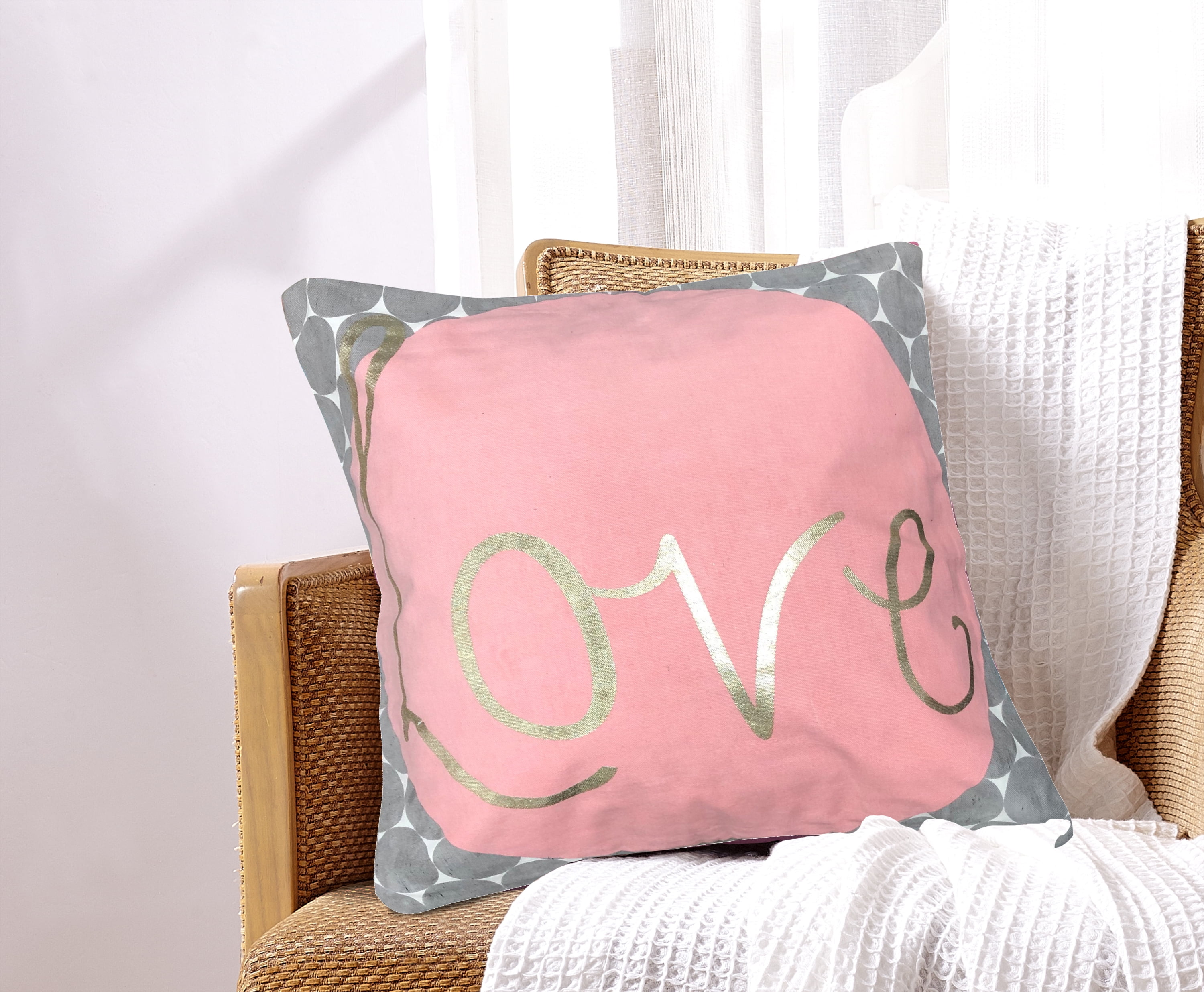Metalic Love Throw Pillow 18x18