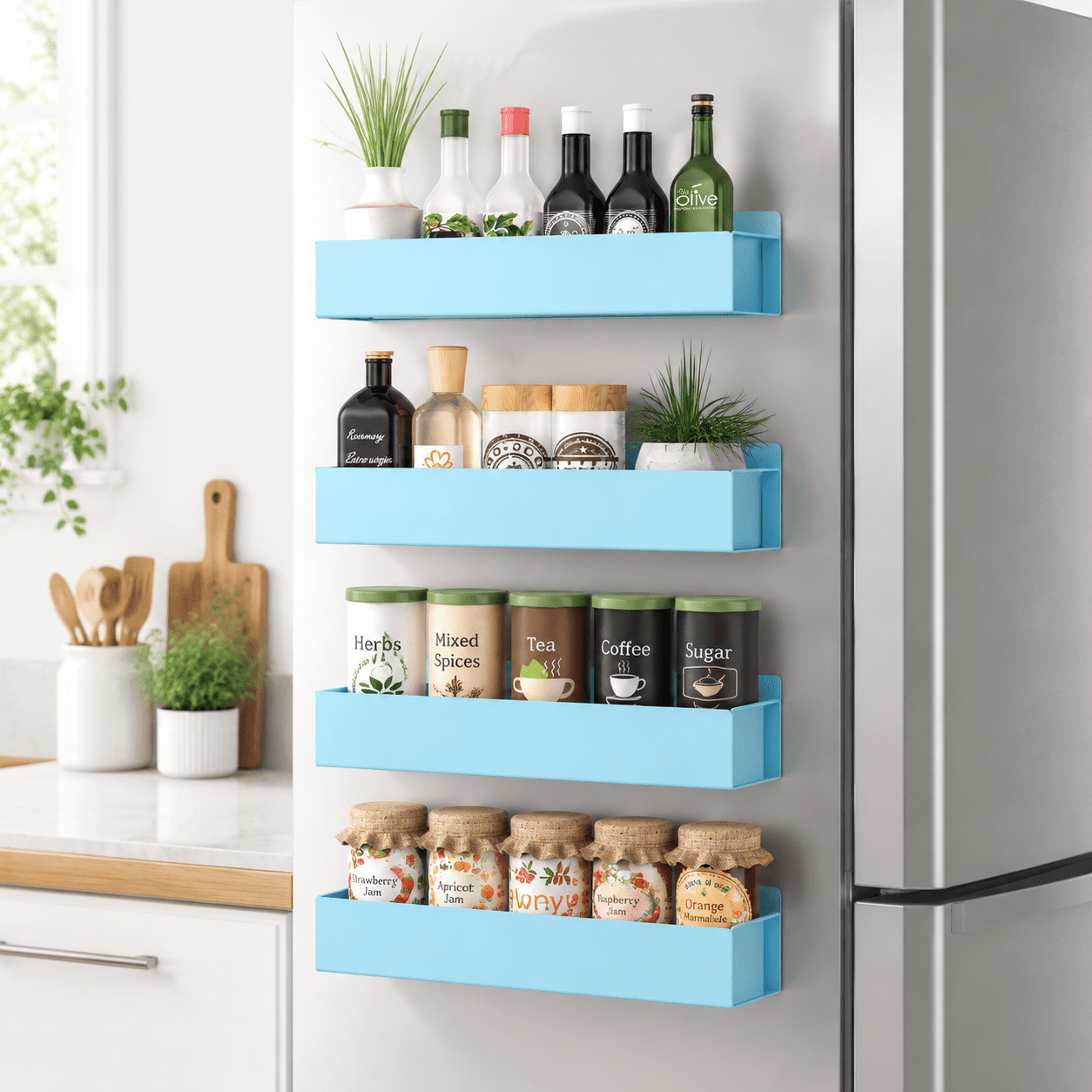 Refrigiration Racks Metalic Spice Rack For Refrigerator Blue 4 Pack - Walmart.com