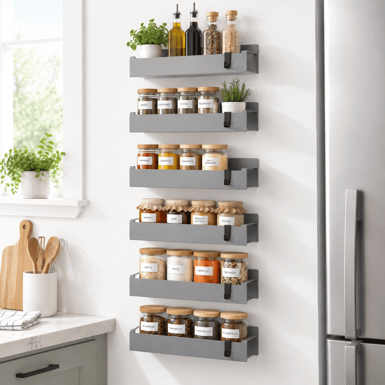 Refrigiration Racks Metalic Spice Rack For Refrigerator Gray 6 Pack - Walmart.com