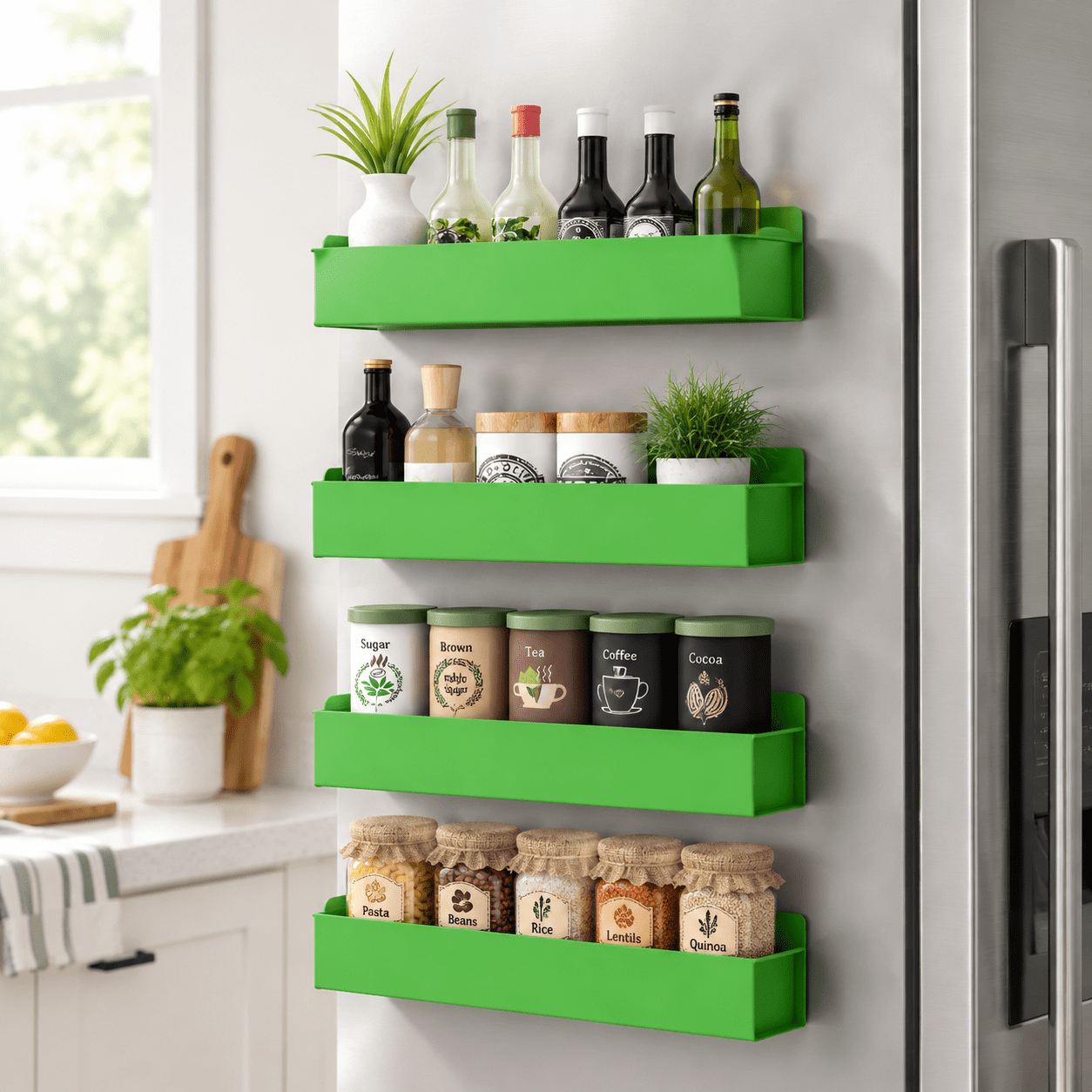 Refrigiration Racks Metalic Spice Rack For Refrigerator Green 4 Pack - Walmart.com