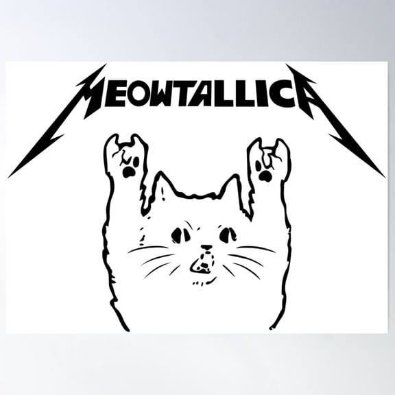 Metalicat Kitty Black Poster Wall Art, Modern Wall Decor For Living Room Bedroom, 24x36 UNFRAMED