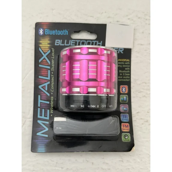 Metalix Wireless Compact Super Loud Pink Bluetooth Speaker