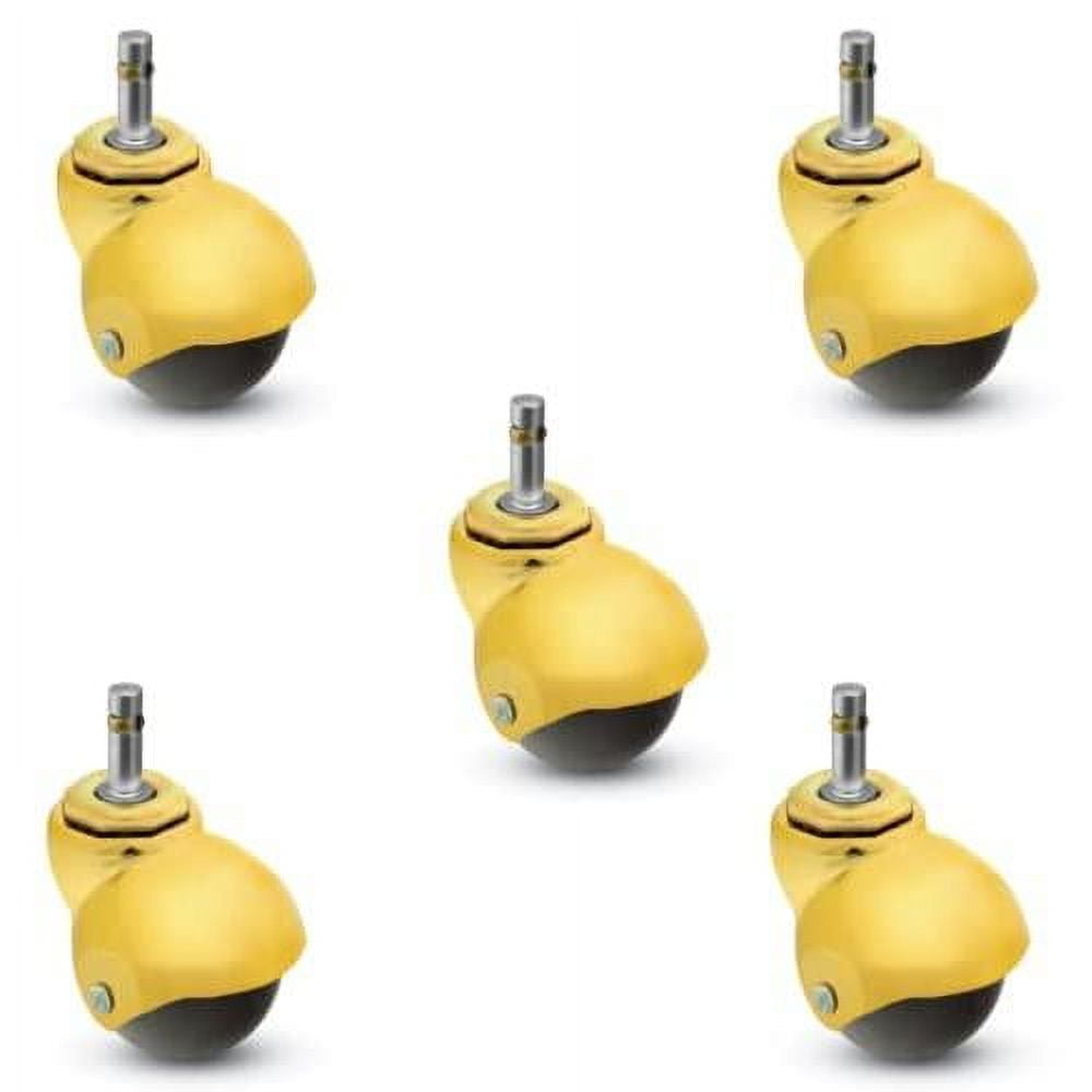 Metalized Brass Baron 2" Spherical Caster Grip Ring Stem Set Of 5
