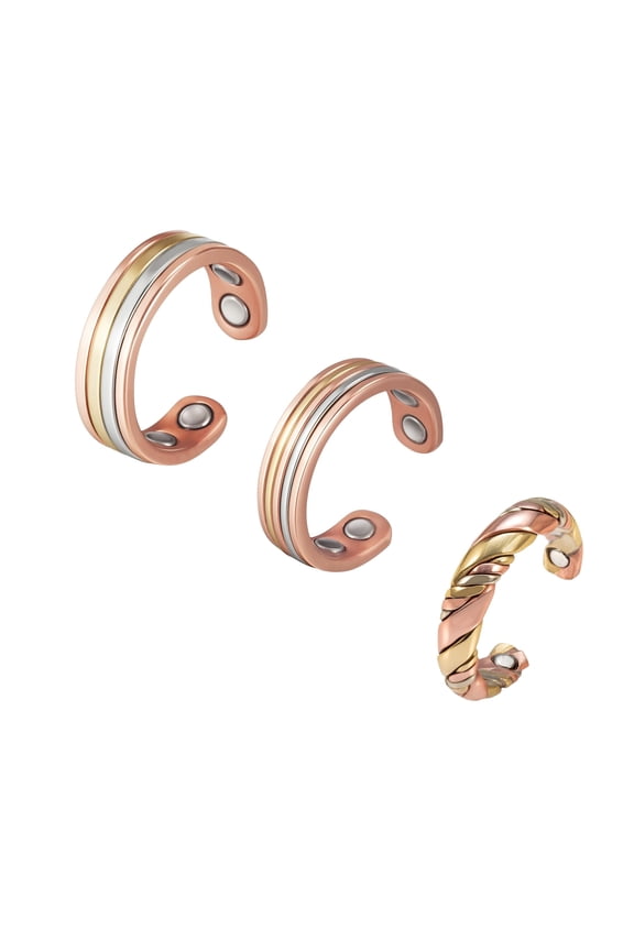 3PCS 3500 Gauss Pure Copper Magnetic Rings for Women, Adjustable Gift Jewelry for Mom Wife Daughter