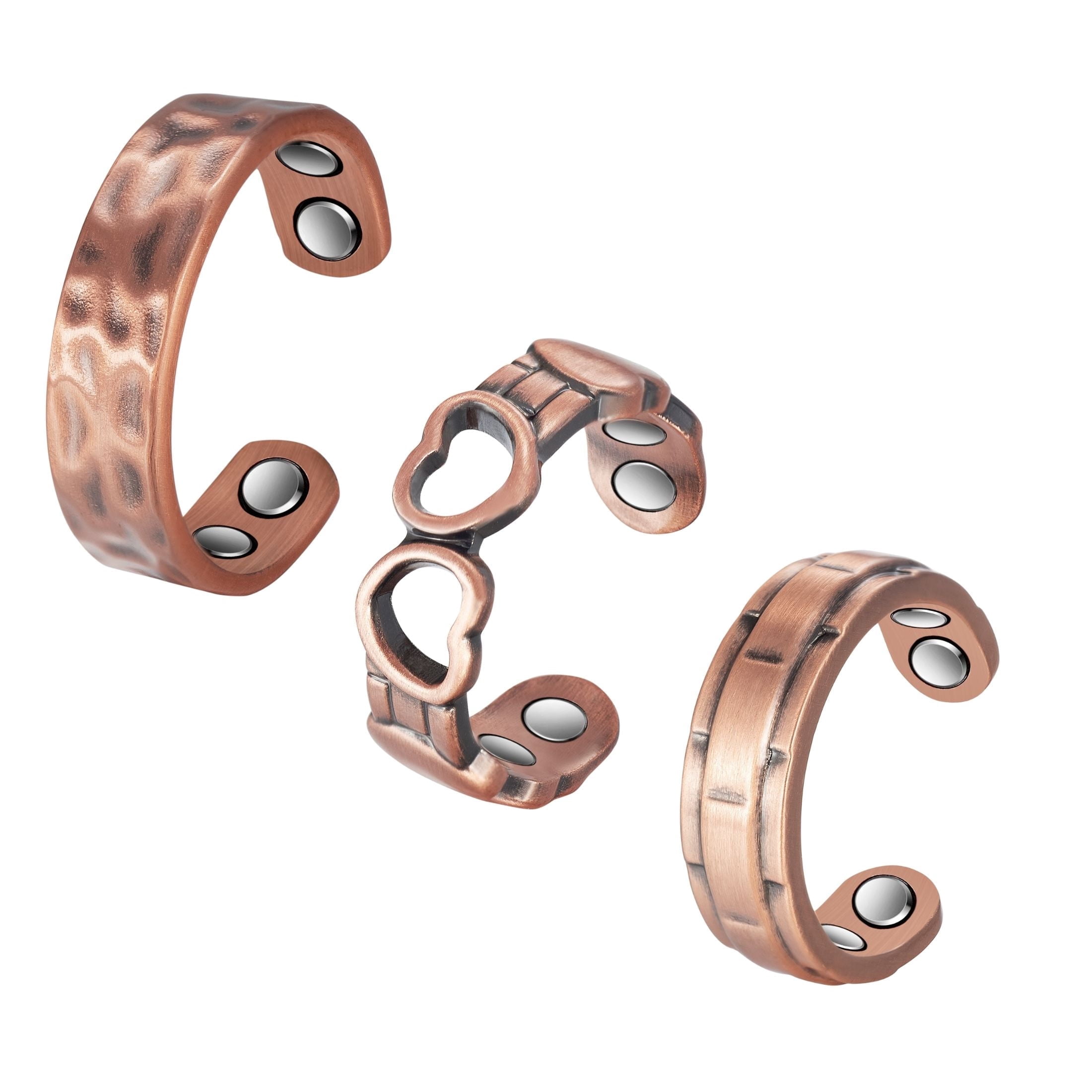 Three Magnetic Rings Metaljc 3PCS 3500 Gauss Pure Copper Magnetic Rings for Women ...