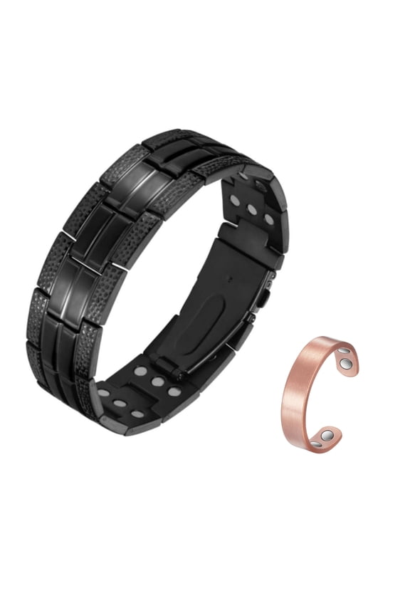 3X Strength Magnetic Copper Bracelet & Ring Set for Men - 2 Pieces, Perfect Gift for Husband