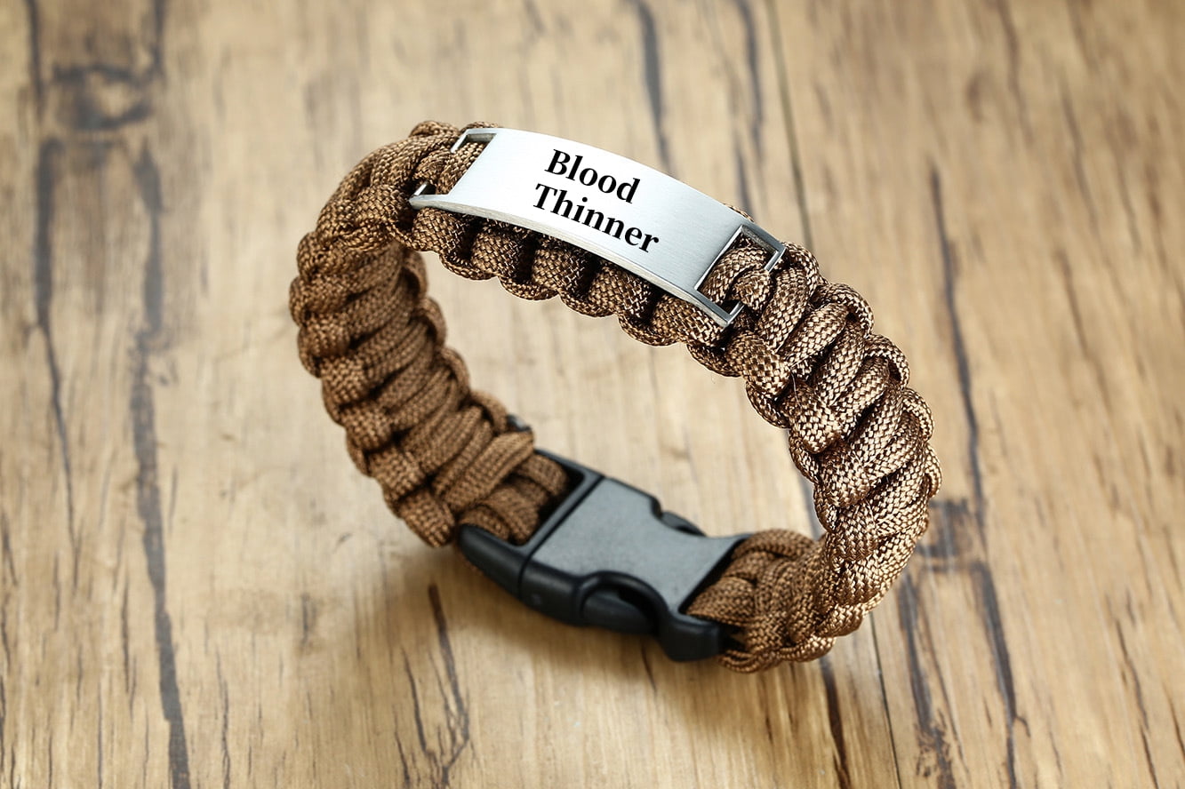 Blooded Rope Metaljc Braided Rope Medical Alert ID Bracelet for Men Women, Engraved ...