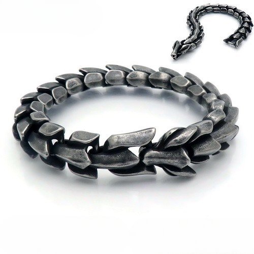 Metaljc Fashionable Dragon Bone Chain Bracelet for Men, Punk Trend Cool Gift Decorations