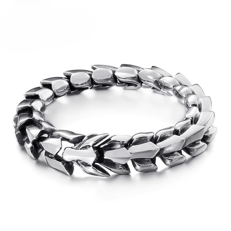 Metaljc Fashionable Dragon Bone Chain Bracelet for Men, Punk Trend Cool Gift Decorations
