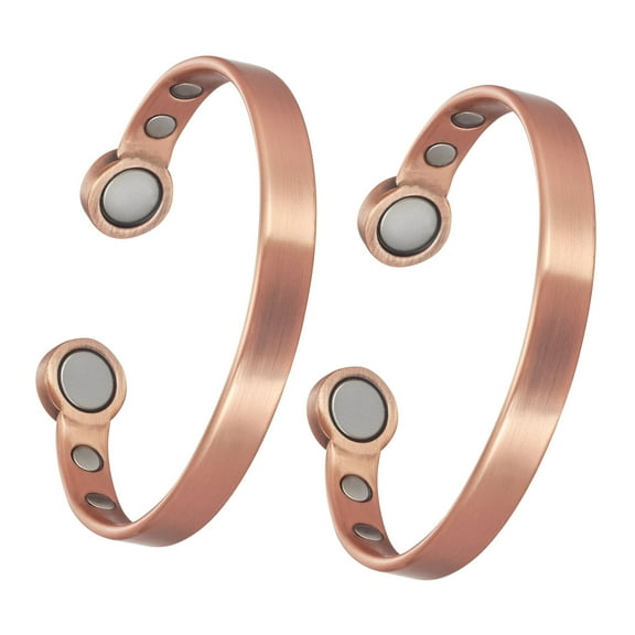 Metaljc Magnetic Copper Bracelets for Women, 3500 Gauss Effective Magnets, 7'' Adjustable, Set of 2