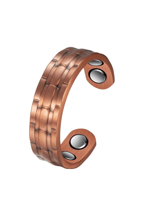 Magnetic Pure Copper Cuff Ring for Women, 3500 Gauss Magnet, Adjustable Fashion Jewelry Gift