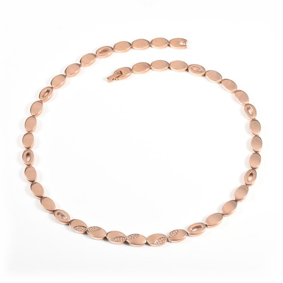 Metaljc Magnetic Stainless Steel Chain Necklace for Women , Rose Gold, 21.16IN