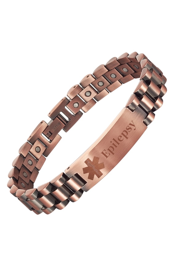 Magnetic Stainless Steel Medical Alert ID Bracelet for Men, Engraving Epilepsy