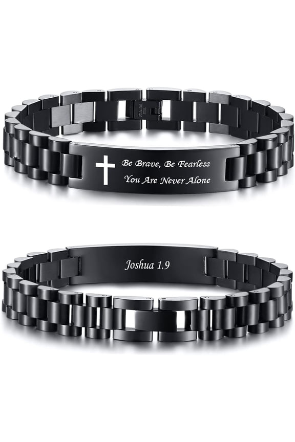Personalized Christian Religious Jewelry, Engraved Bible Verse Link Bracelet for Men Women