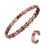 Metaljc Pure Copper Magnetic Bracelet and Ring Set for Women, Set of 2