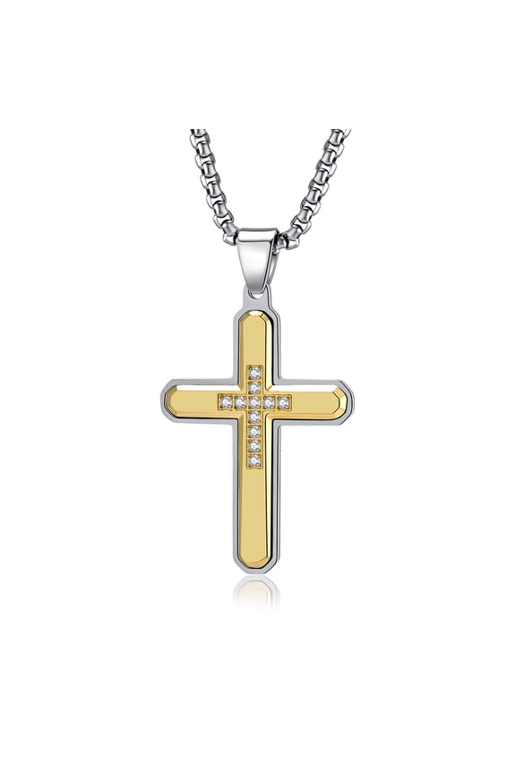 Stainless Steel Cross Necklace for Men, Fashion Jewelry Gifts, 24 In