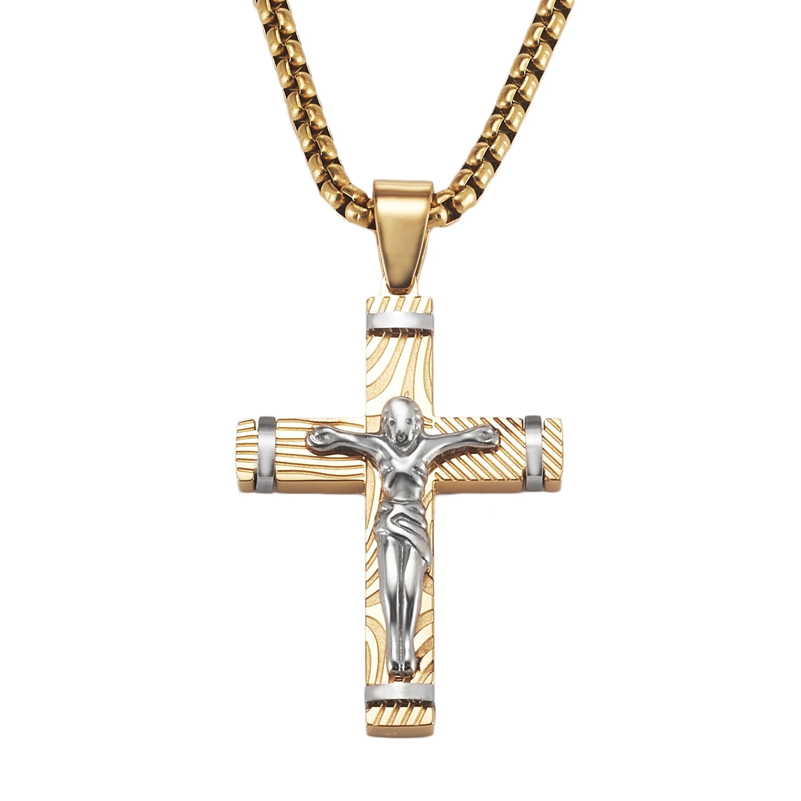 Metaljc Stainless Steel Cross Necklace for Men Women, Fashion Religion ...