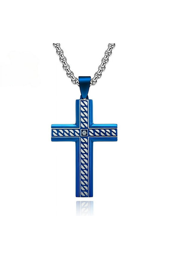 Stainless Steel Cross Necklace for Men, Religion Fashion Jewelry Gifts, 24 In