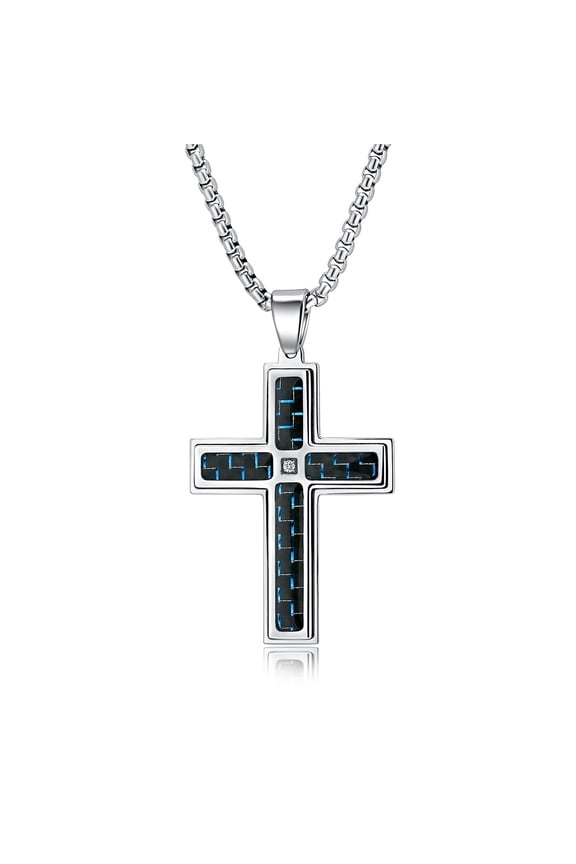 Stainless Steel Cross Necklace for Men, Religious Fashion Jewelry Gifts 24 In