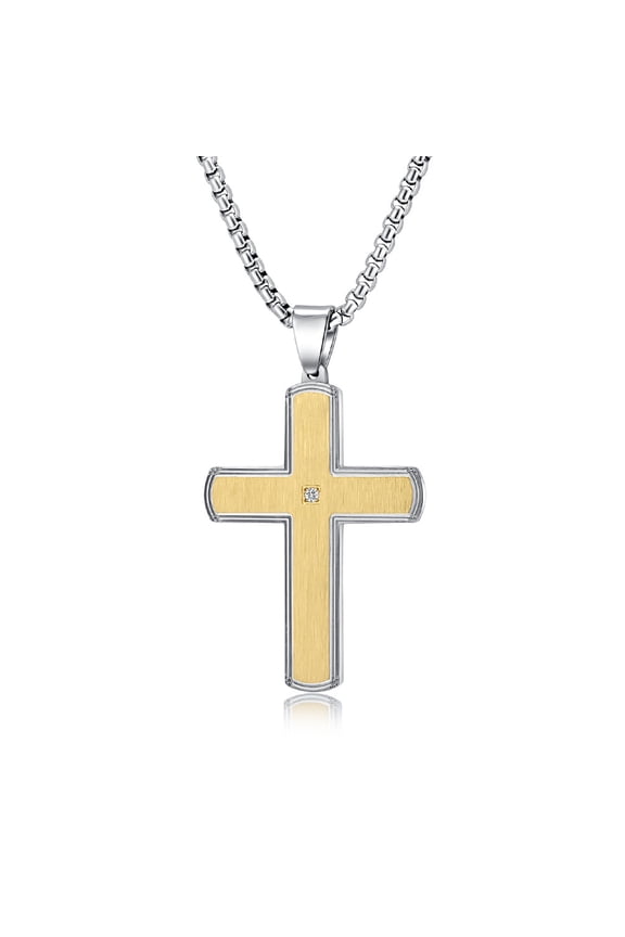 Stainless Steel Cross Necklace for Men Women, Couple Jewelry Gifts, 24 In
