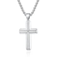 thumbnail image 1 of Metaljc Stainless Steel Cross Pendant  Necklace for Men, 24" Chain, Religious Jewelry Gift, 1 of 5