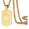 thumbnail image 1 of Metaljc Stainless Steel Initial Necklace, A-Z American Flag Dog Tag, Valentine's Gift for Men Women, 1 of 6