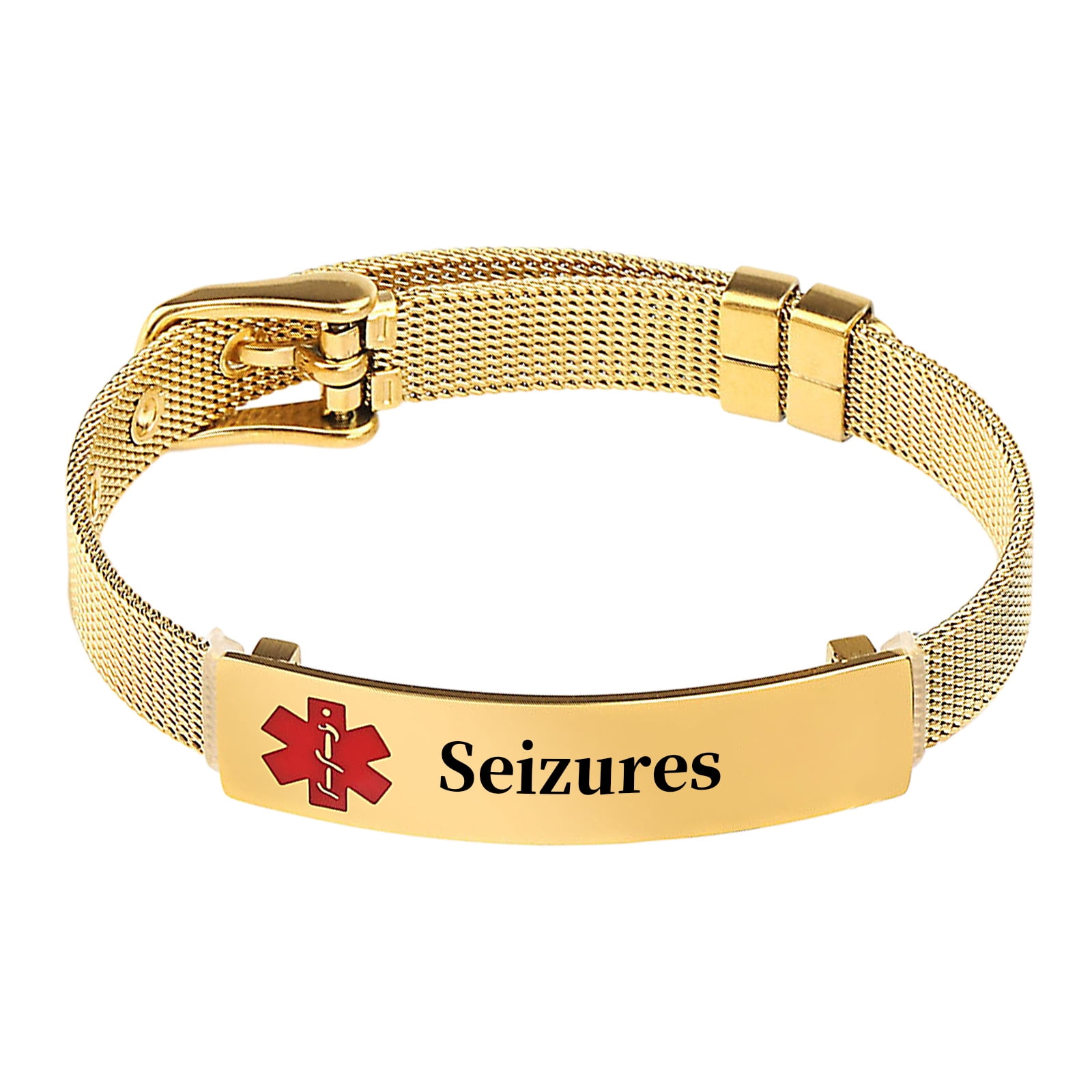 Metaljc Stainless Steel Medical Alert ID Bracelet for Men Women