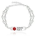 thumbnail image 1 of Metaljc Stainless Steel Medical Alert ID Bracelet for Women, Engraved Diabetic Type 2, 1 of 6