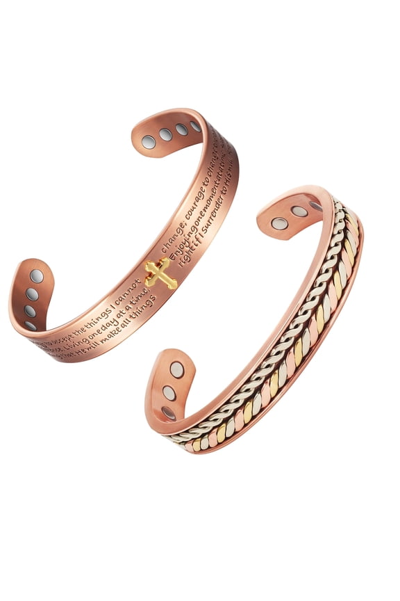 Strength Magnetic Copper Bracelet Set for Men - 2 Pieces, Perfect Gift for Husband