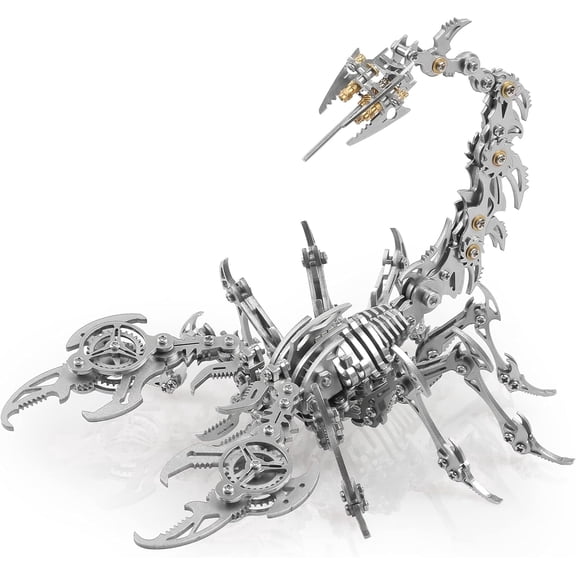 Metalkitor Scorpion 3D Metal Puzzle Kit - 454 Pcs, Mechanical Model for Adults/Teens, Silver, Ideal Gift & Decor