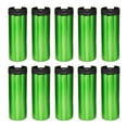 thumbnail image 1 of Metallic 16 Oz Double Wall Tumbler - Flip-Top Lid Mechanism, Spill Proof - Hot or Cold Drinks - Plastic Interior, Aluminum Exterior Slim Design - Green - 10 Pack, 1 of 5