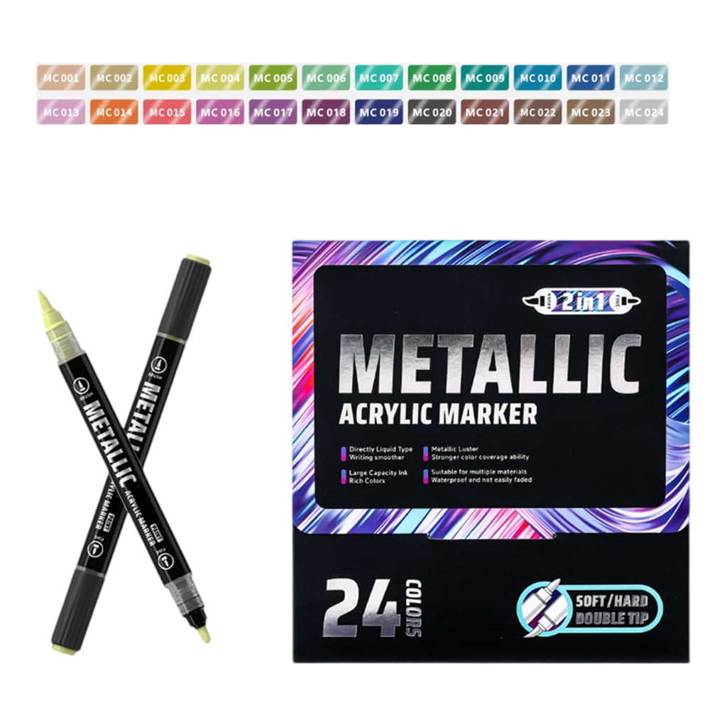 Metallic Acrylic Marker Pen Double Tip Liquid Acrylic Paint Pen for Card Making