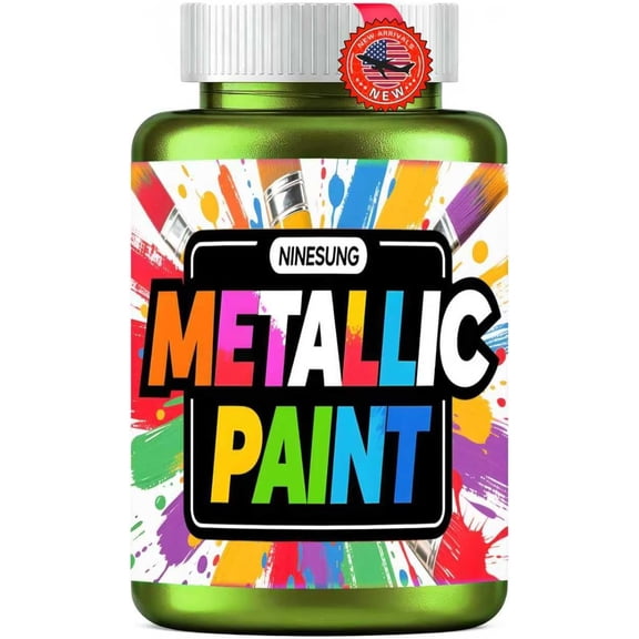 Metallic Acrylic Paint, Professional Grade Green Acrylic Paint Metallic, Non Fading & Non-Toxic, Rich Pigments -Art Painting Supplies for Canvas Fabric Rock Wood (Green, 3.5 Fl Oz)