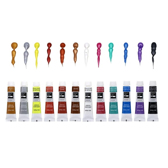 Metallic Acrylic Paints by Artist's Loft Necessities - Assorted Metallic Colors for Painting - Crafts & Mixed Media - 12 Pack