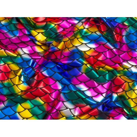 Metallic Activewear Lycra Stretch Knit Fabric Large Multicoloured - per yard