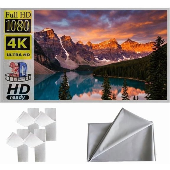 Metallic Anti Light Projector Screen Outdoor 4k HD 16:9 Projection Screen Indoor Portable Foldable Ambient Light Rejecting Daytime Wall Mount Wrinkle-Free Fast Setup for Home Theater(#1,100in)