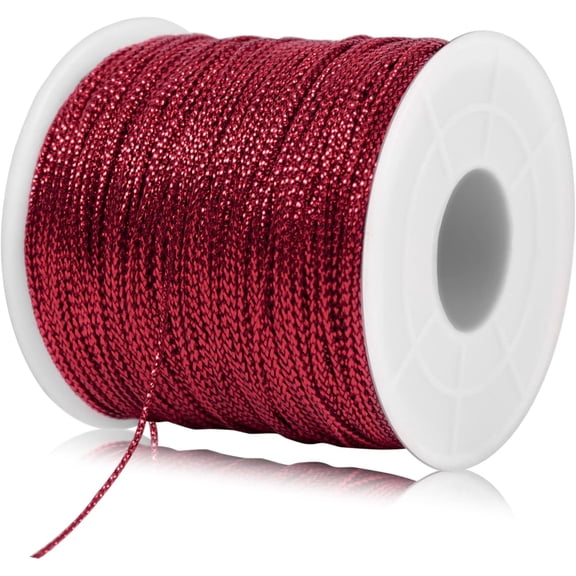Metallic Bakers Twine, 109 Yards Gold Twine for Crafts Christmas Ornament String Decorative Glitter Gift Wrapping, DIY Crafting, Presents, Tags (Red) Red 1mm x 109yards