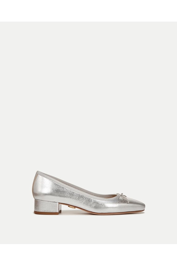 Metallic Ballet Pump in Leather by Veronica Beard Silver 9 Retail:$375.00