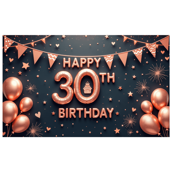 Metallic Balloons Banner Glitter Design 30th Birthday Party Decorative Banner for Anniversary Celebration Event