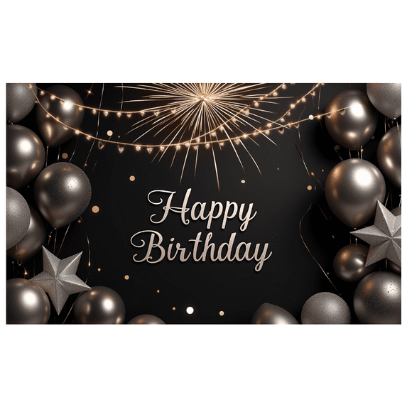 Metallic Balloons Birthday Banner Star Decorations Happy Birthday Celebration Backdrop for Party Celebration Indoor Event Decorations